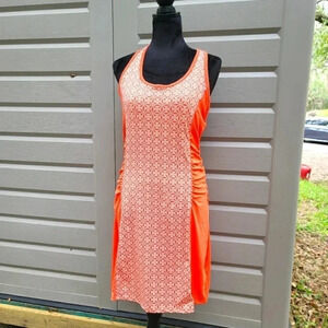 Lola by AFG Athletic Sports Every Day Sleevless Dress Orange White Stretch Large